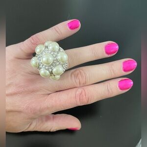 Henri Bendel Pearl and Silver Ring